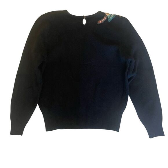 Herman Geist Floral Hand Embroidered Sweater Women’s Sz Medium Lambswool Angora - Picture 4 of 5